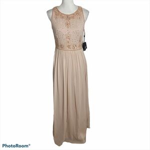 Adrianna Papell Halter Gown Beaded Bodice NWT Pink Sz 6